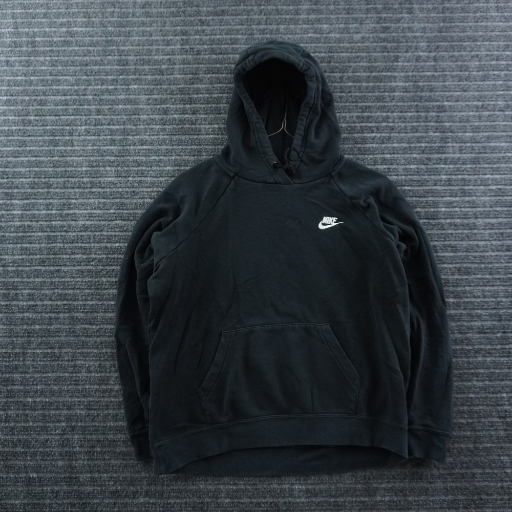 Nike‎ Hoodie Mens Large Black Embroidered Logo Raglan Fleece Pullover
